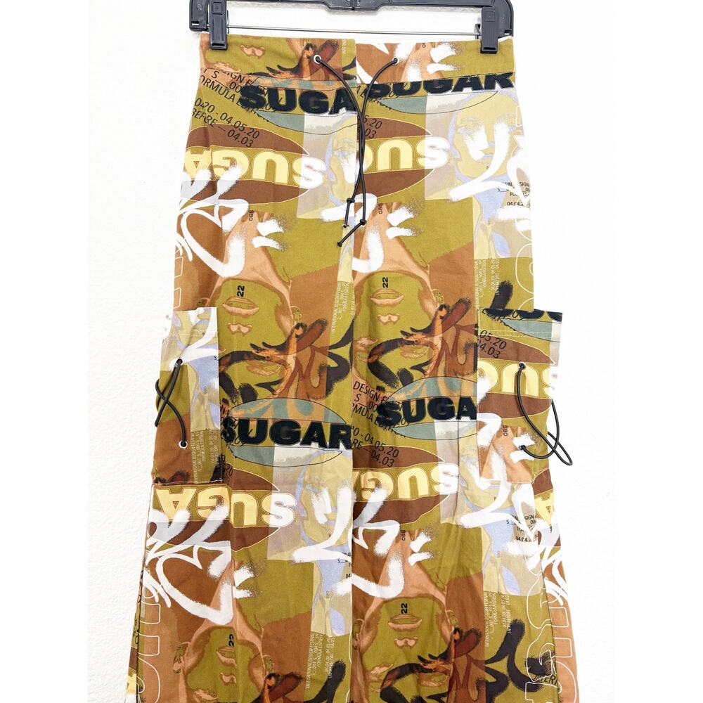 AsYou Y2K Vintage Printed Graphic Wide Leg Pants Size 2 Streetwear Indie - Picture 9 of 14